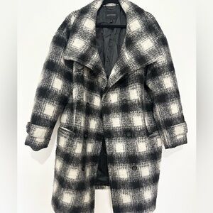 BANANA REPUBLIC Women Wool Blend Plaid Italian Top Coat Modern Women XL